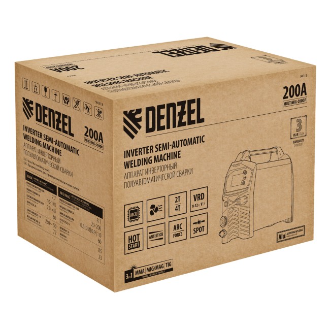 Аппарат инверторный полуавтоматической сварки MultiMIG-200DP Synergy Double Pulse Denzel
