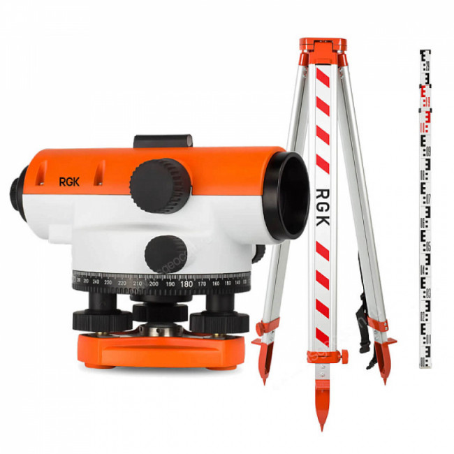 Комплект оптический нивелир RGK C-20 с поверкой + штатив S6-N + рейка AMO S3 Комплект оптический нивелир RGK C-20 с поверкой + штатив S6-N + рейка AMO S3