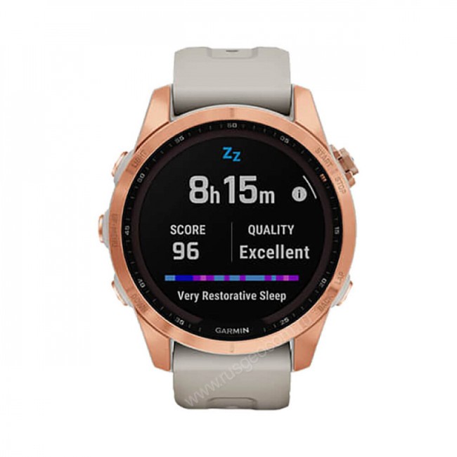 Часы Garmin Fenix 7S Solar цвета розовое золото с песочным силиконовым ремешком Часы Garmin Fenix 7S Solar цвета розовое золото с песочным силиконовым ремешком