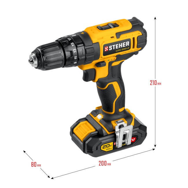 Дрель-шуруповерт ударная CDS-200-2 STEHER 2 АКБ Дрель-шуруповерт ударная CDS-200-2 STEHER 2 АКБ