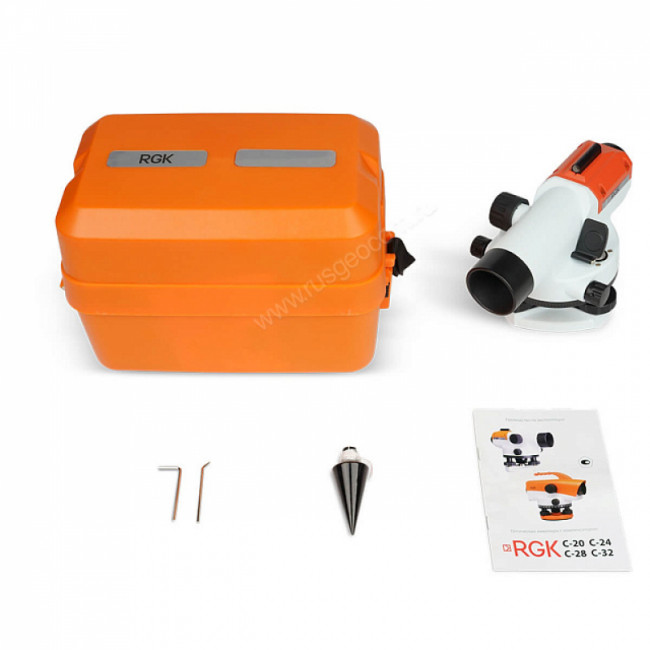 Комплект оптический нивелир RGK C-24 + штатив S6-N + рейка AMO S4 Комплект оптический нивелир RGK C-24 + штатив S6-N + рейка AMO S4