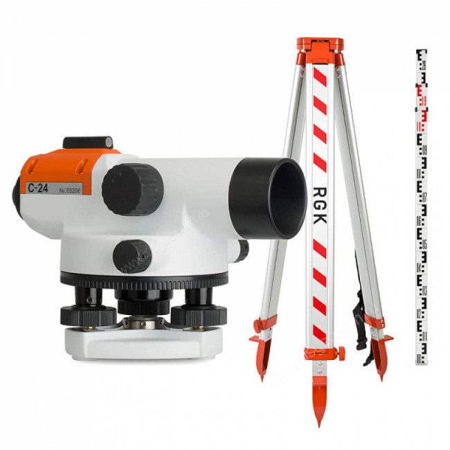 Комплект оптический нивелир RGK C-24 с поверкой + штатив S6-N + рейка RGK TS-7 Комплект оптический нивелир RGK C-24 с поверкой + штатив S6-N + рейка RGK TS-7