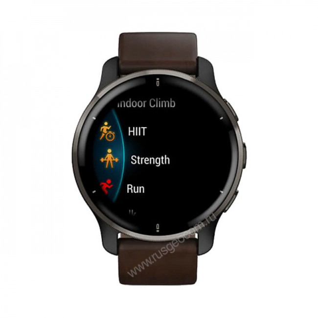 Часы Garmin Venu 2 Plus серый с серым безелем и кожаным ремешком