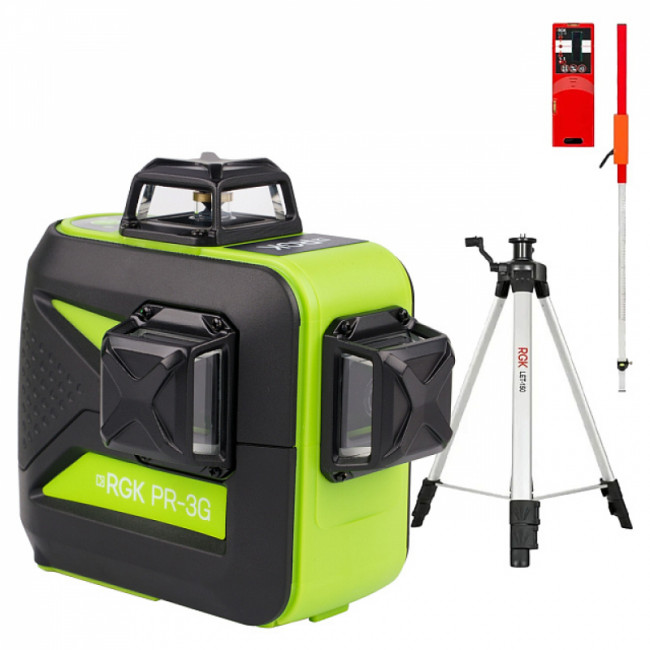 Комплект: лазерный уровень RGK PR-3G + штатив RGK LET-150, приемник RGK LD-9, рейка RGK LR-2 Комплект: лазерный уровень RGK PR-3G + штатив RGK LET-150, приемник RGK LD-9, рейка RGK LR-2