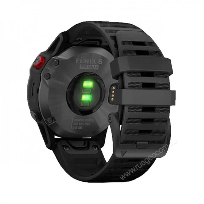 Часы Garmin Fenix 6 Pro Solar серые с черным ремешком Часы Garmin Fenix 6 Pro Solar серые с черным ремешком