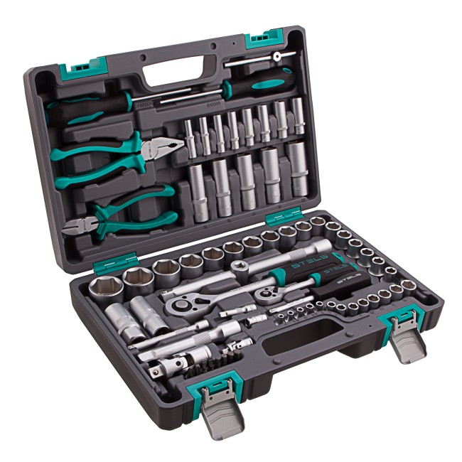 Набор инструментов 1/2", 1/4" CrV 69 предметов Stels Набор инструментов 1/2", 1/4" CrV 69 предметов Stels