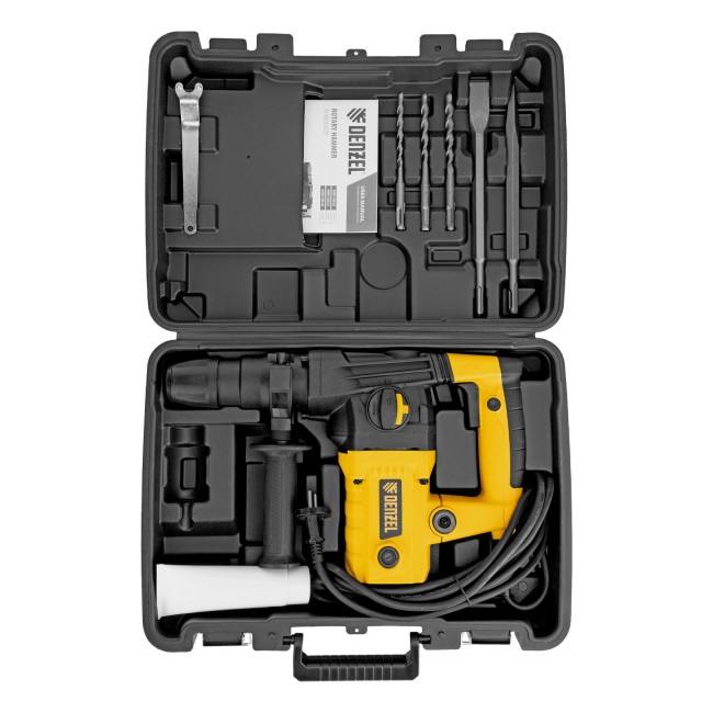 Перфоратор электрический RHVB-1100-26, SDS-plus, 1100 Вт, 4 Дж, 4 реж. Denzel Перфоратор электрический RHVB-1100-26, SDS-plus, 1100 Вт, 4 Дж, 4 реж. Denzel