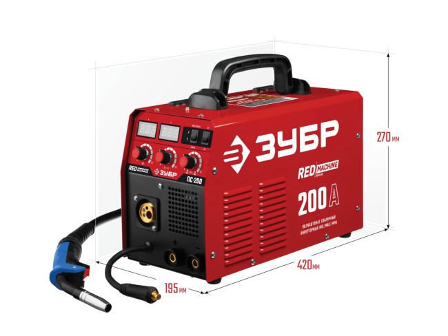 Сварочный полуавтомат инверторный ПС-200 ЗУБР MIG-MAG / ММА
