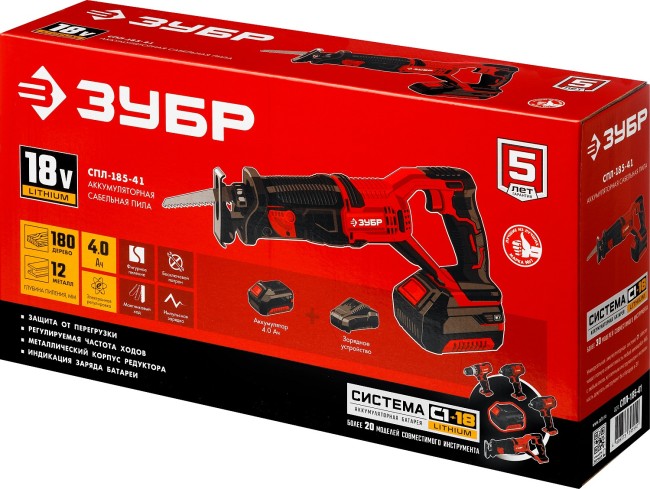 Сабельная пила СПЛ-185-41 ЗУБР 1 АКБ Сабельная пила СПЛ-185-41 ЗУБР 1 АКБ