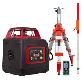 Комплект: ротационный нивелир RGK SP-400G + элевационный штатив RGK SH-170 + рейка RGK LR-2 + дальномер RGK DL100G