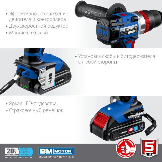 Ударная дрель-шуруповерт DBS-201-22 ЗУБР 2 АКБ