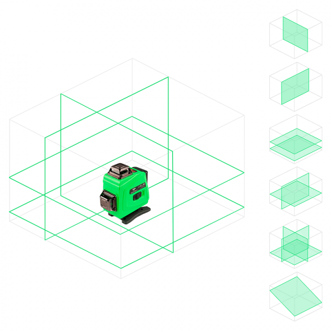 Лазерный уровень AMO LN 4D-360-5 с зеленым лучом Лазерный уровень AMO LN 4D-360-5 с зеленым лучом