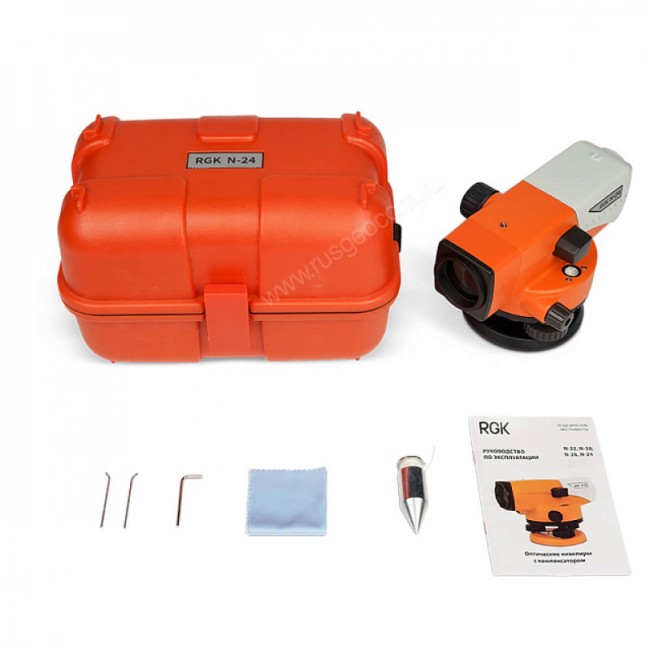 Комплект оптический нивелир RGK N-24 с поверкой + штатив S6-N + рейка AMO S3