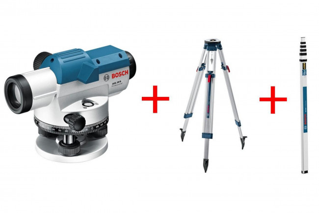 Комплект оптический нивелир Bosch GOL 26D штатив  рейка - 3 в 1