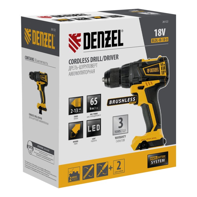 Дрель-шуруповерт аккумуляторная BLDL-IB-18-0 Denzel