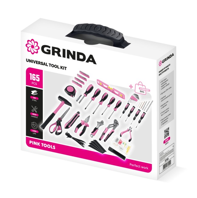 Универсальный набор инструмента GRINDA Pink Force 165 предм (22109)