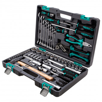 Набор инструментов 1/2", 1/4", CrV 76 предметов Stels Набор инструментов 1/2", 1/4", CrV 76 предметов Stels